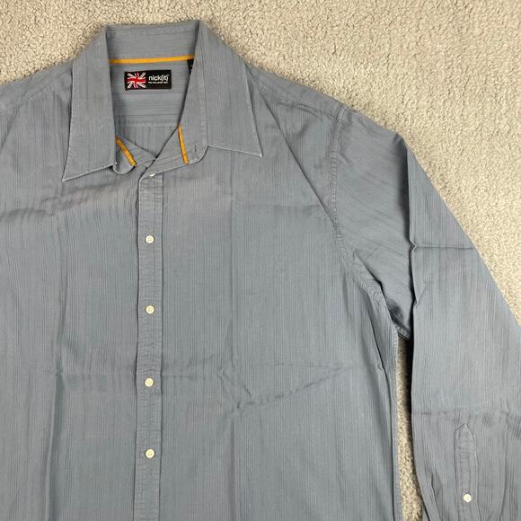 Nick (It) Men's XXL Blue 100% Cotton Long Sleeve Button Up Shirt - Picture 5 of 16